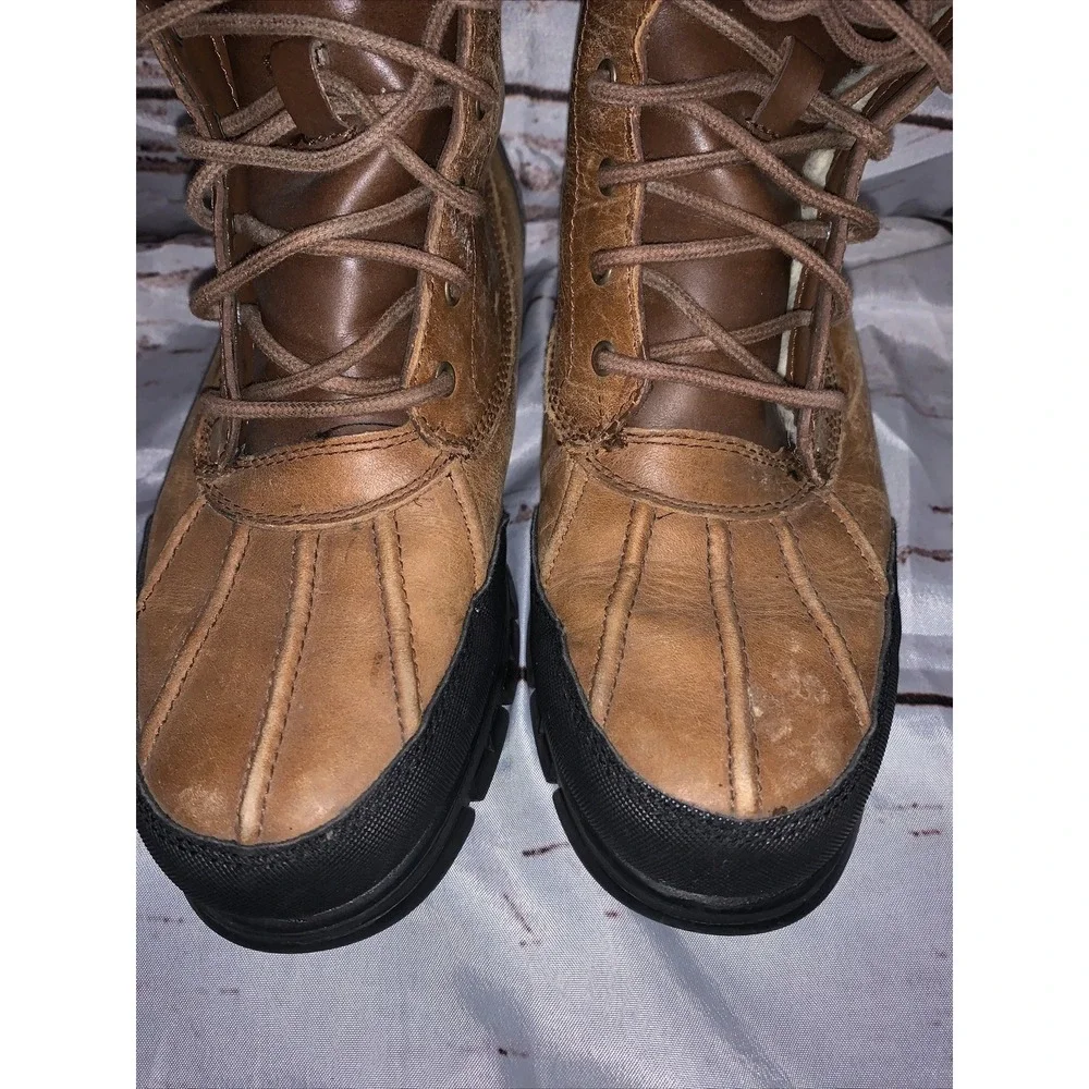 Ralph Lauren Quinta Duck Australian Shearling Boots Brown‎ Women's Size 7.5